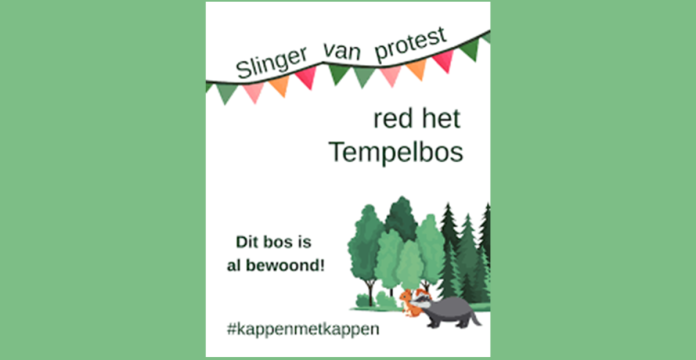 Slinger van protest Red het Tempelbos