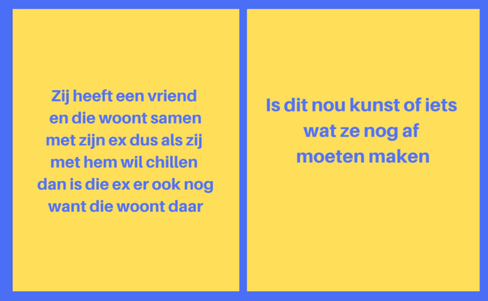 twee treinpoëzievoorbeelden op het instagram account