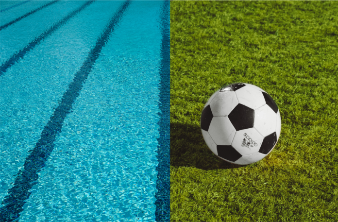 voetbalveld en zwembad