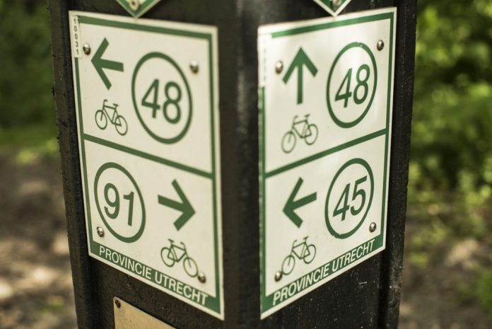 Fietsen knooppuntbordjes, foto Joosten Motion