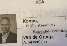 Kapitale fout kandidatenlijst Bunschoten Christiaan Buis als Christiaan Koops