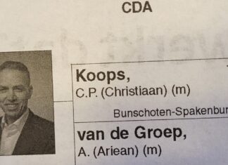 Kapitale fout kandidatenlijst Bunschoten Christiaan Buis als Christiaan Koops