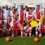 Predikanten voetballen een wedstrijd in De Westmaat Voetbal+ Team IJsselmeervogels